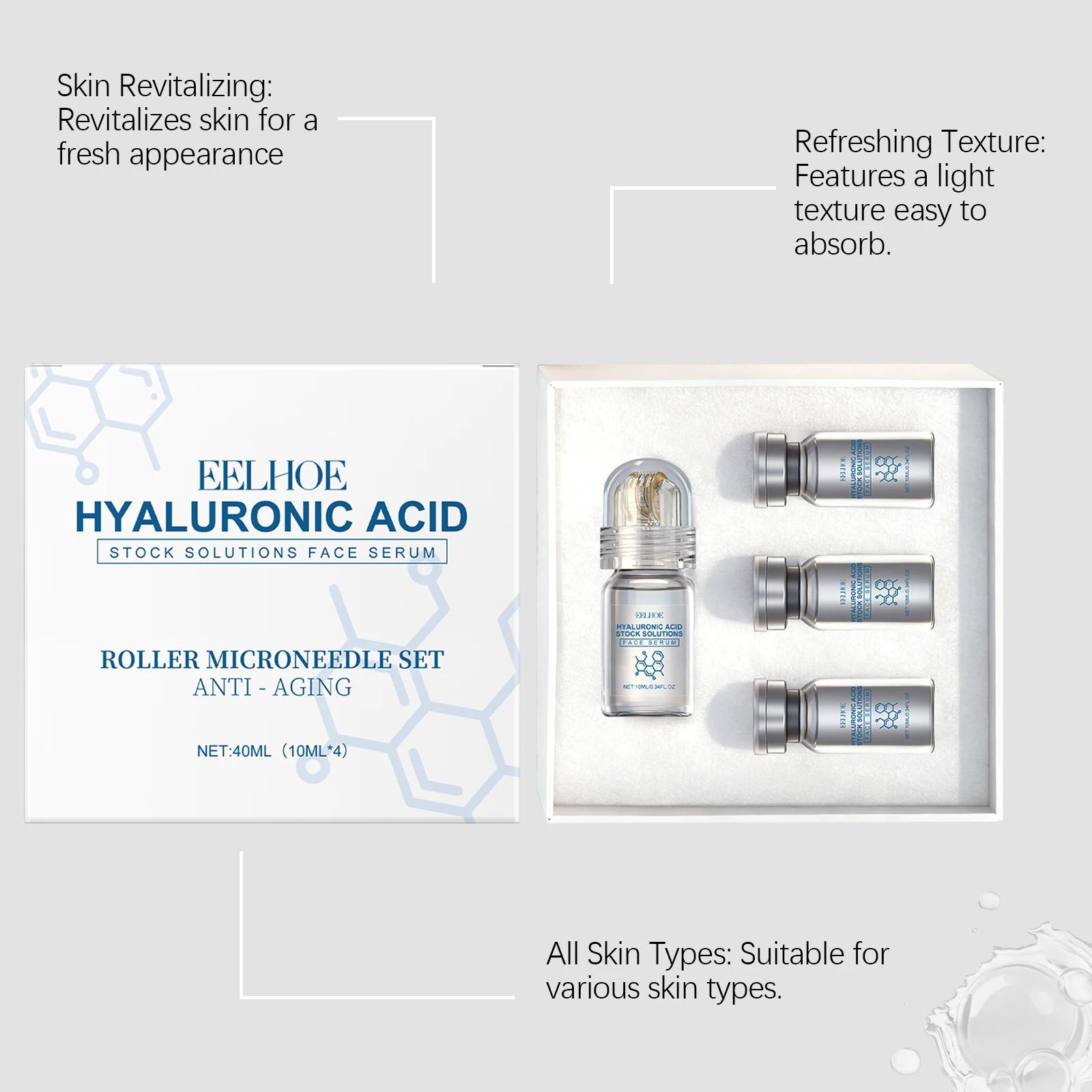 Sérum Visage à l'Acide Hyaluronique avec Rouleau Microneedle – Hydratant, Anti-rides, Lissant et Rafraîchissant