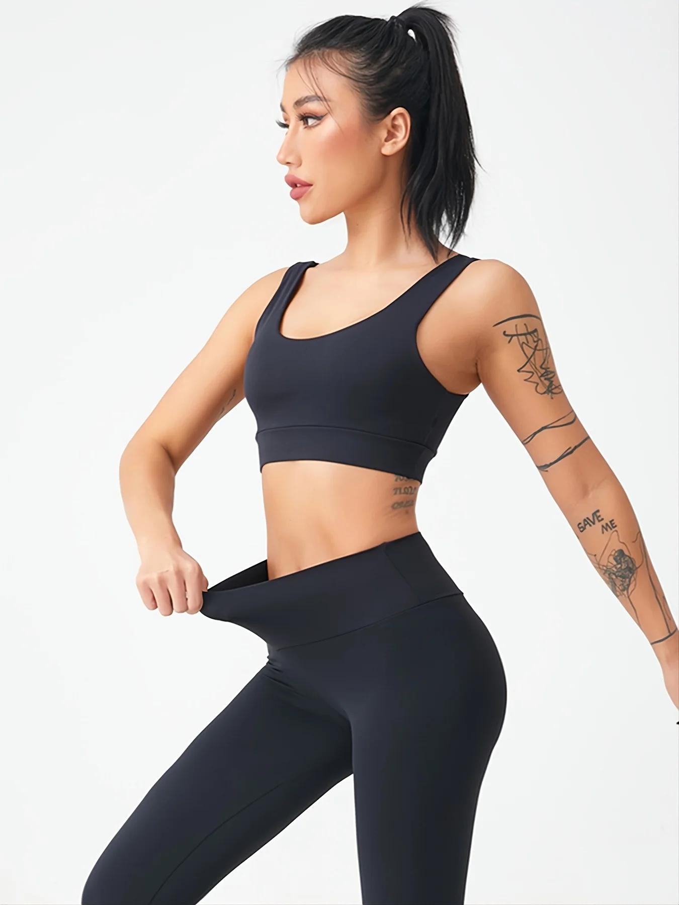 Pantalon de yoga femme taille haute - Micro-compression pour ventre et hanches