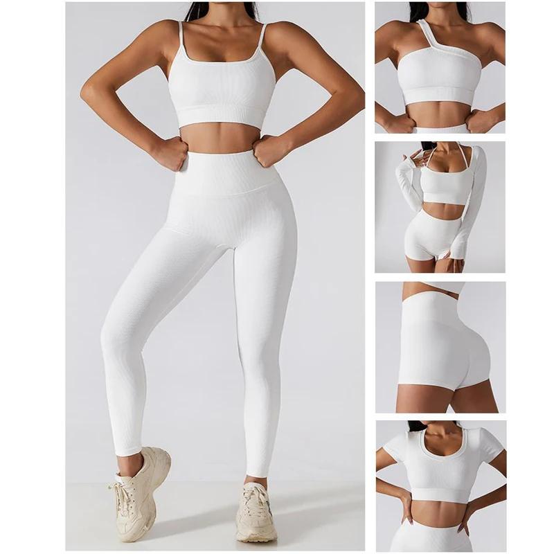 Ensemble yoga sans couture femme - Leggings taille haute et haut sport confortable pour entraînement