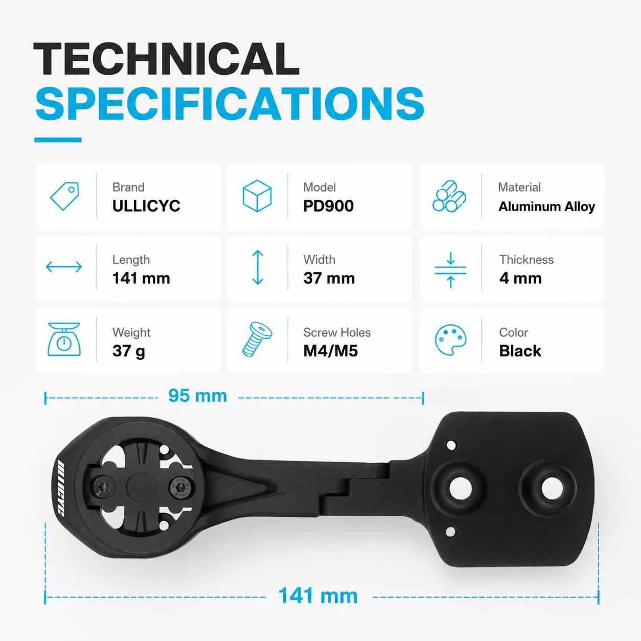 ULLICYC pour 5D Vision Metron ACR Support de guidon en alliage d'aluminium compatible avec GPS/Garmin/Bryton/Wahoo/Gopro