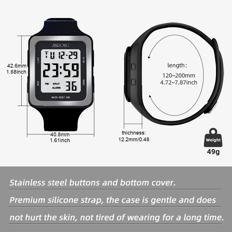 Montre de sport pour femme, montre de sport numérique, étanche 50 m, grand écran numérique, cadran carré