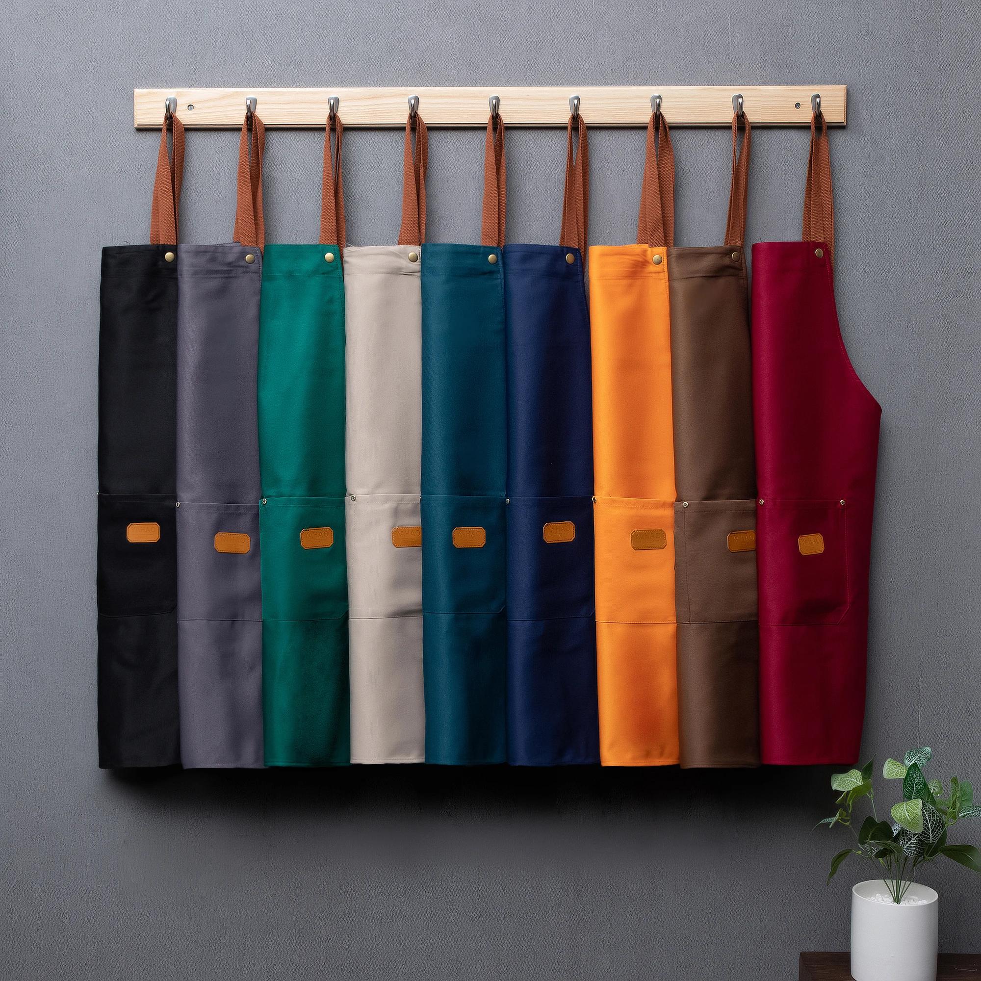 Tabliers de cuisine avec logo brodé personnalisé, vêtements de cuisson avec poches, bavoir adulte, sac de taille, signature, chef à domicile, livraison gratuite