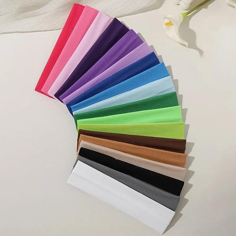 Bande de cheveux élastique bandeaux de mode couleur unie tricoté sport course Fitness Yoga bandes