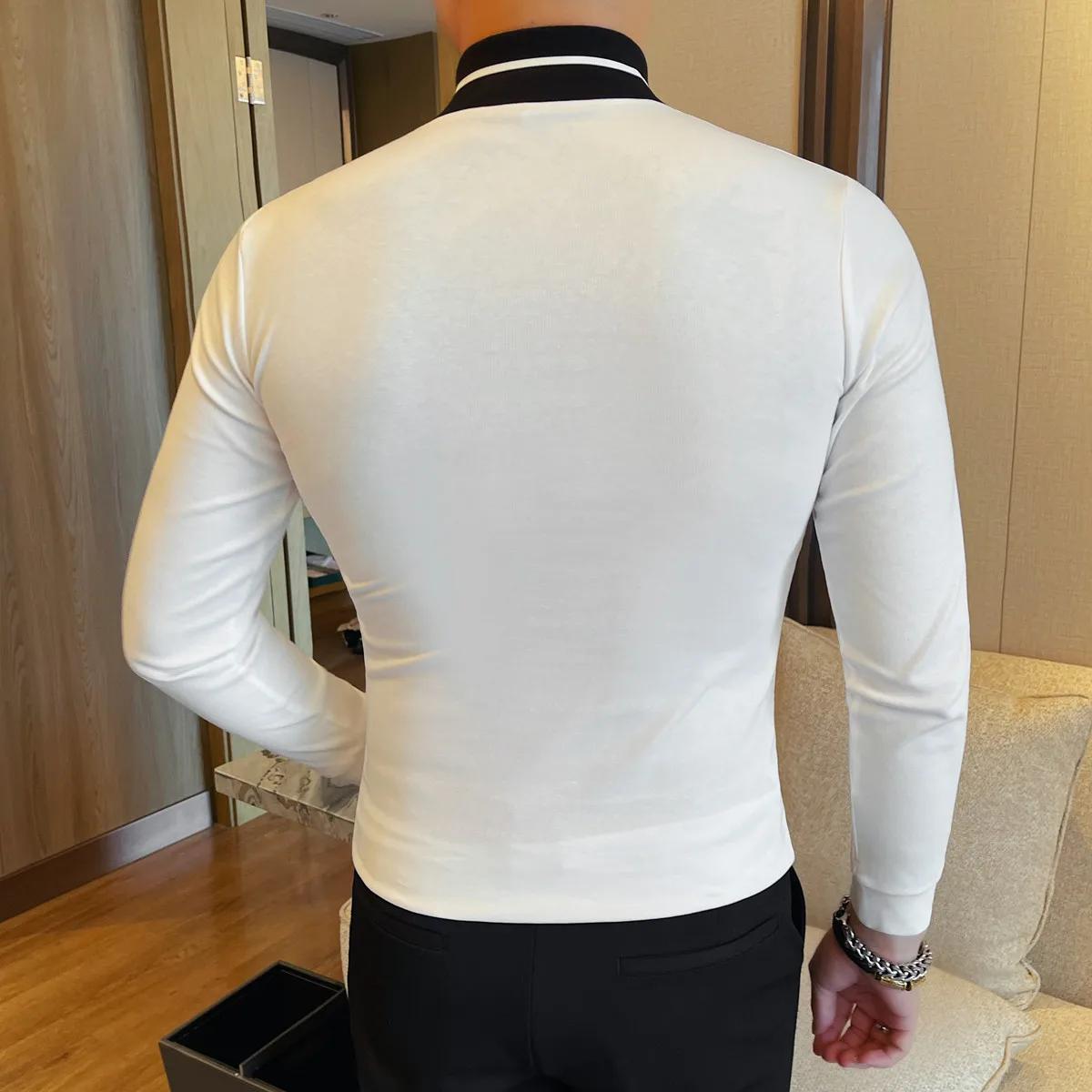 T-shirt élastique homme vêtements 2025 automne hiver nouveau à manches longues hommes T-Shirts coupe ajustée décontracté doux et confortable hauts T-Shirts