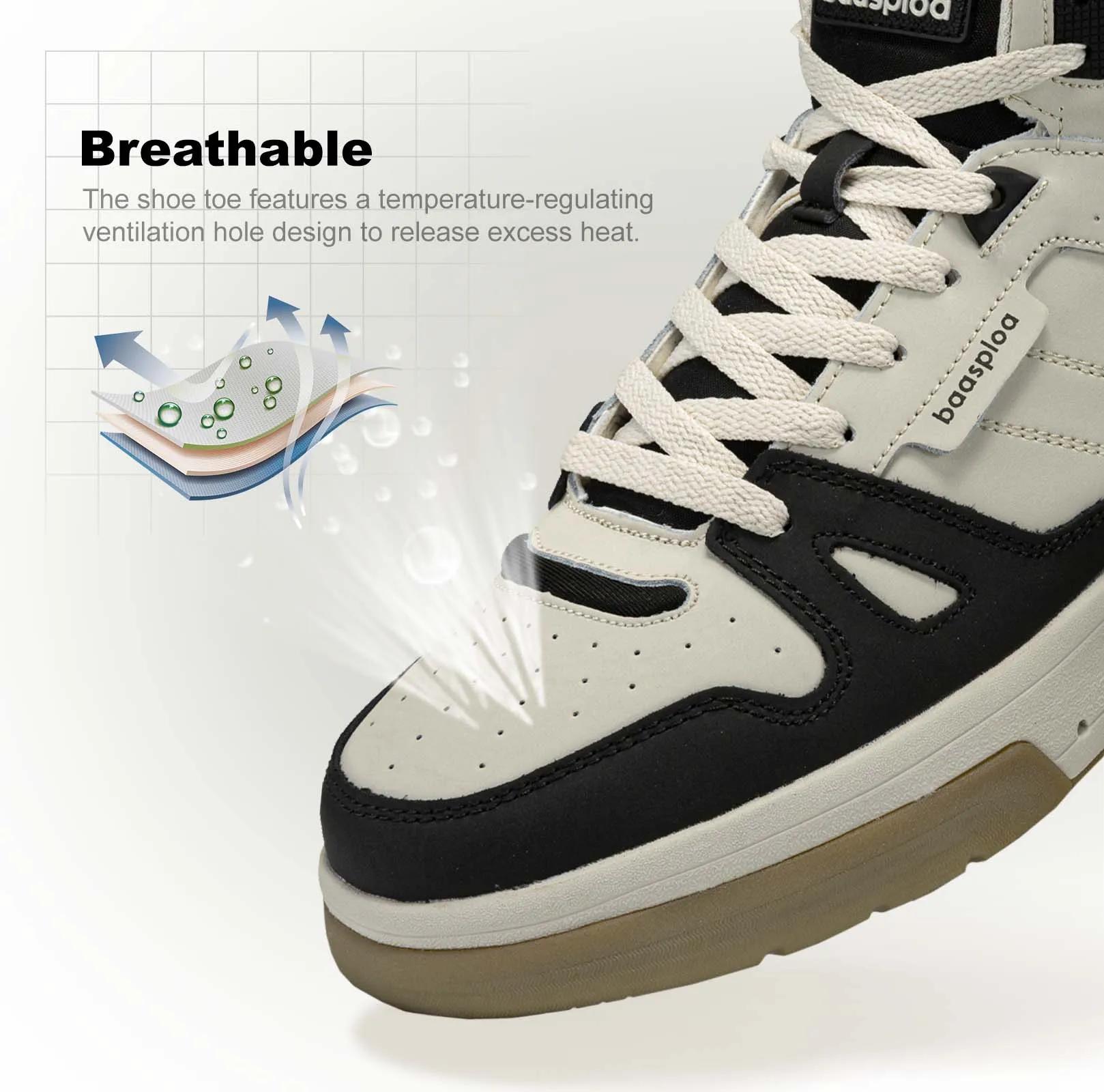 Chaussures skateboard imperméables Baasploa homme - Baskets hiver chaudes en peluche antidérapantes pour plein air