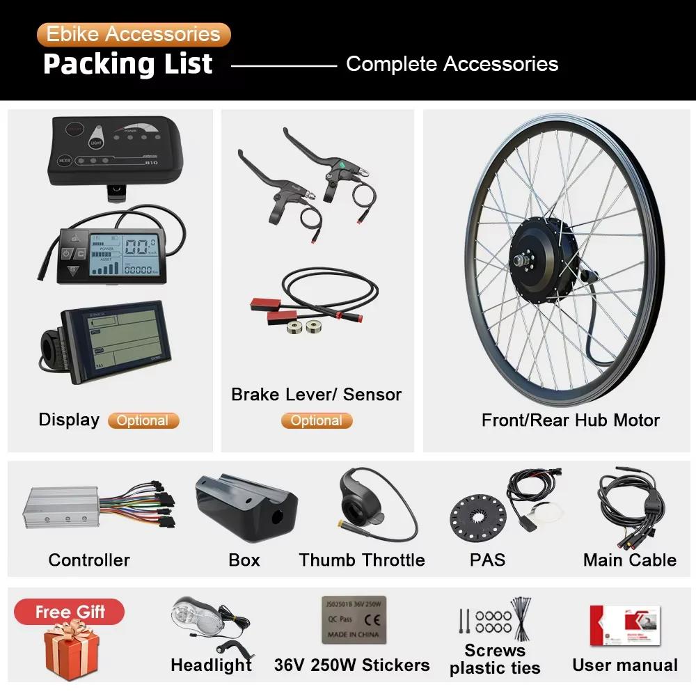 Kit de conversion de vélo électrique 36V 48V 250W 350W 500W