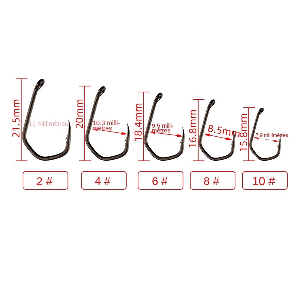 Hirisi 15 pièces PTFE enduit hameçon en acier à haute teneur en carbone Micro barbelé avec oeil carpe crochet de pêche