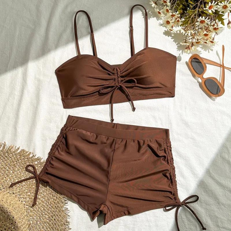 Maillots de bain séparés noirs ensemble Tankini femme plage natation deux pièces piscine 2025