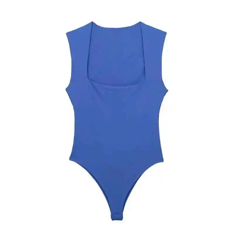 MUJER 2025 noir femme corps col carré sans manches Body femmes bleu blanc Sexy serré