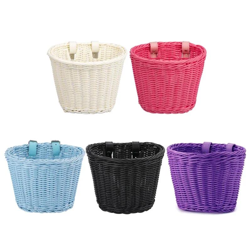 Panier de vélo traditionnel multifonction pour guidon avant, panier de vélo étanche tissé à la main pour enfants