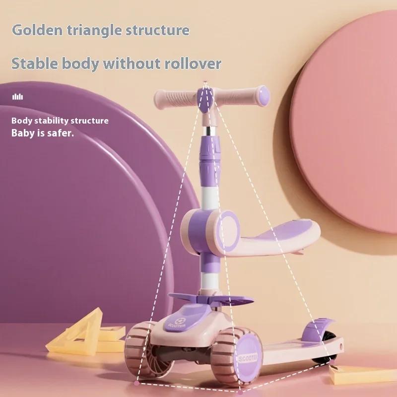 Nouvelle trottinette pour enfants de 1 à 3-6-10 ans, trottinette trois en un pour filles, garçons et bébés. Promenade en scooter