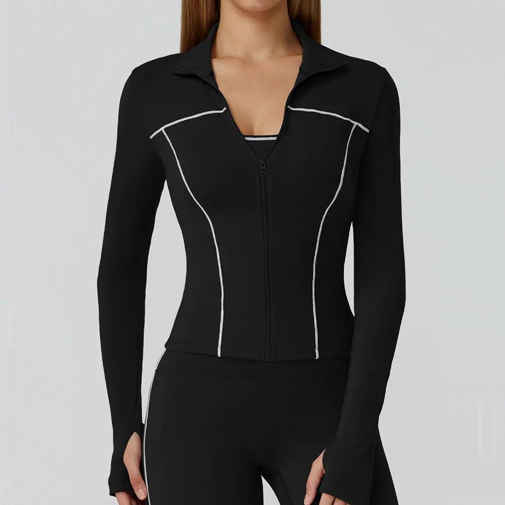 Vêtements de Yoga femmes veste de Sport course chemise à manches longues vestes