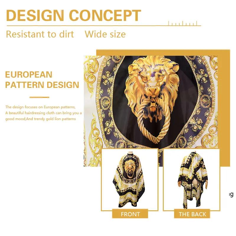 Cape de coiffure professionnelle imperméable à motif lion pour barbier, accessoires de coupe de cheveux