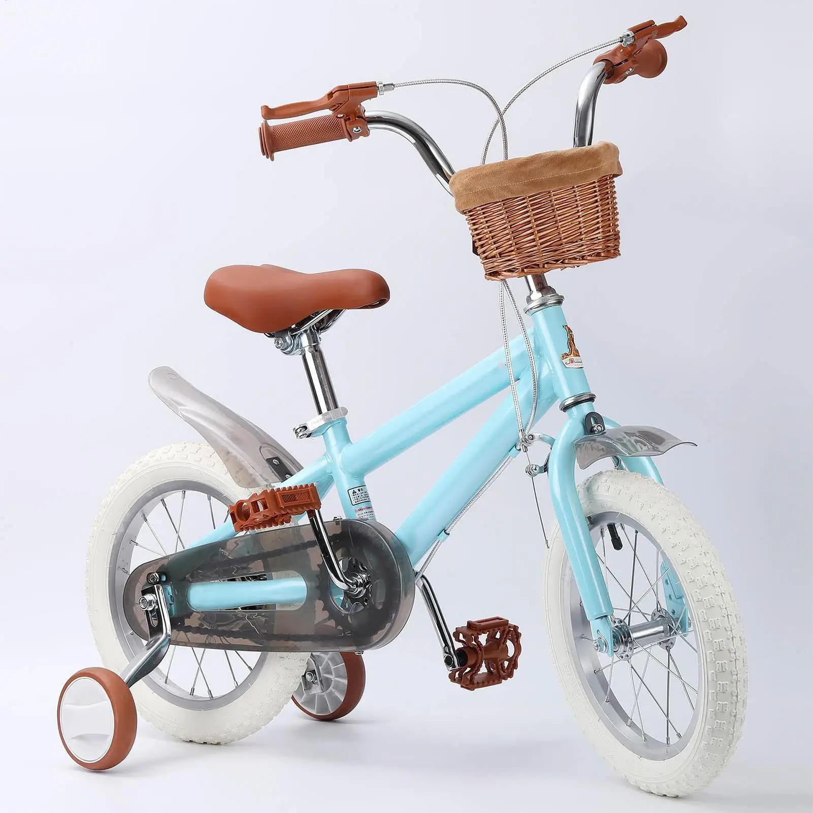 Panier de vélo pour enfants, panier avant en osier en forme de D avec 2 sangles en cuir réglables, imperméable, accessoire de cyclisme