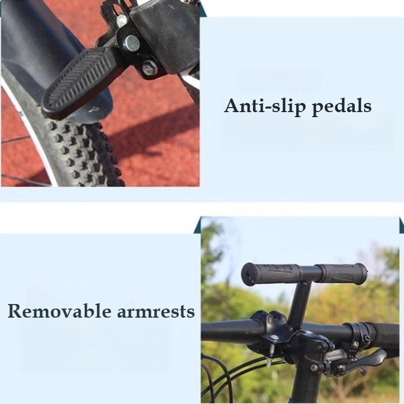 Sièges de vélo avec guidon et pédales pour enfants, siège enfant orienté vers l'avant, coussin de sécurité