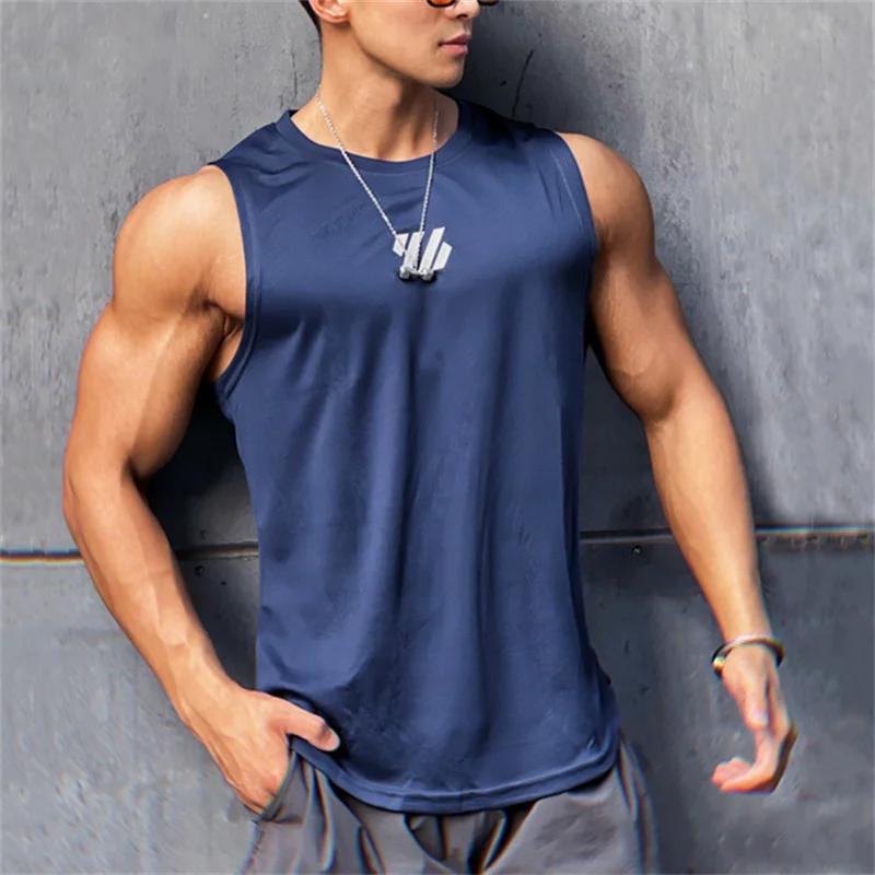 Gilet sport maille sans manches hommes 2025 - Fitness course été débardeurs vêtements techniques