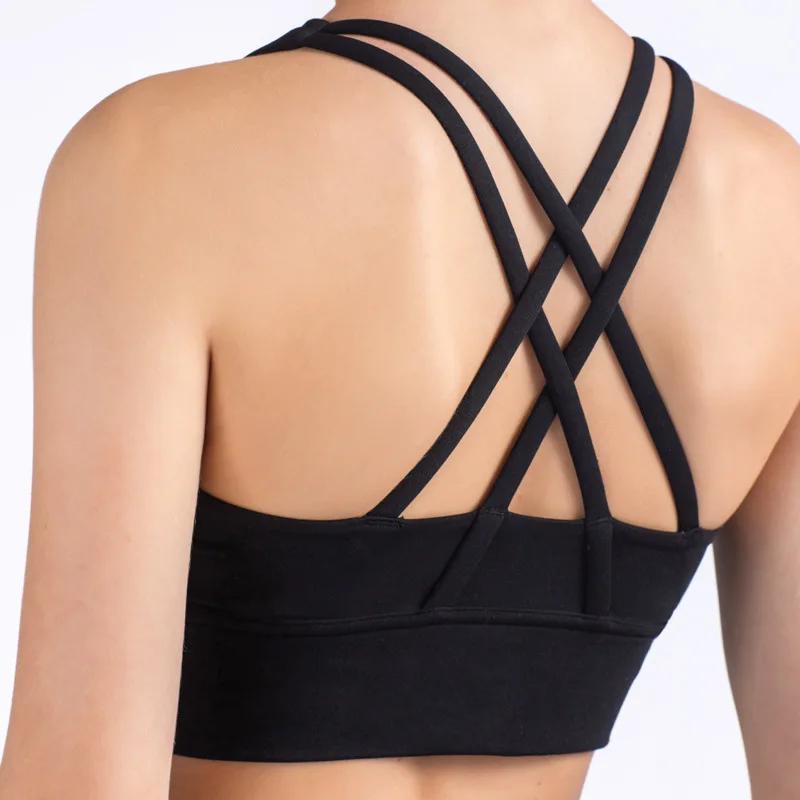 Soutien-gorge de sport femme triangle dos nu - Coussinets poitrine fitness yoga entraînement
