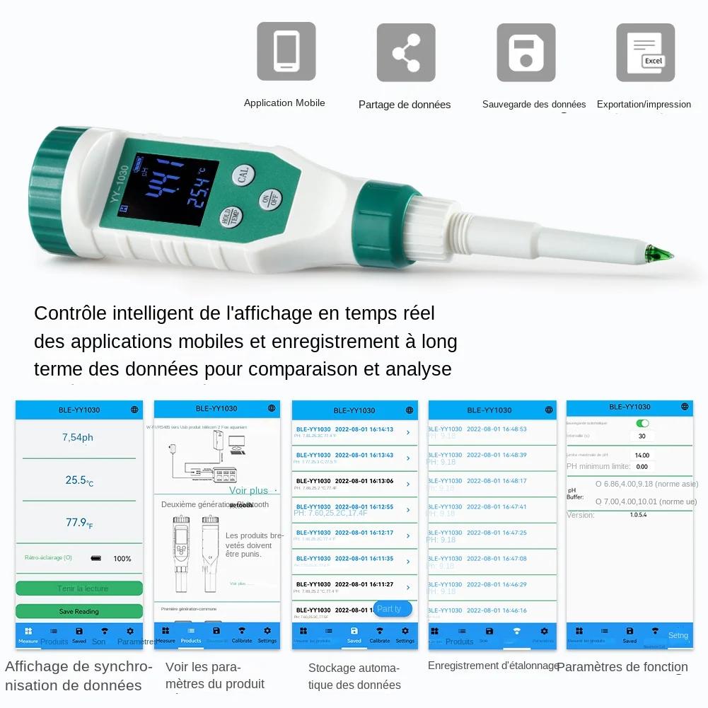 Ph-mètre alimentaire numérique Bluetooth 0.00 ~ 14.00