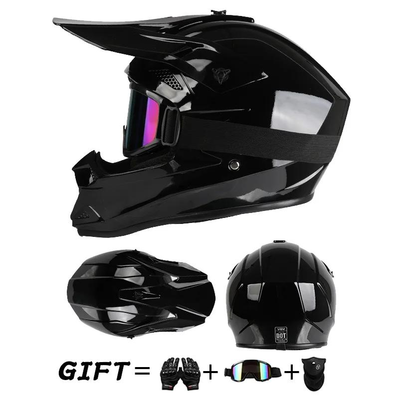 Casque de moto tout-terrain, rallye, descente, casque intégral avec lunettes, adapté à toutes les saisons, pour hommes, femmes et enfants