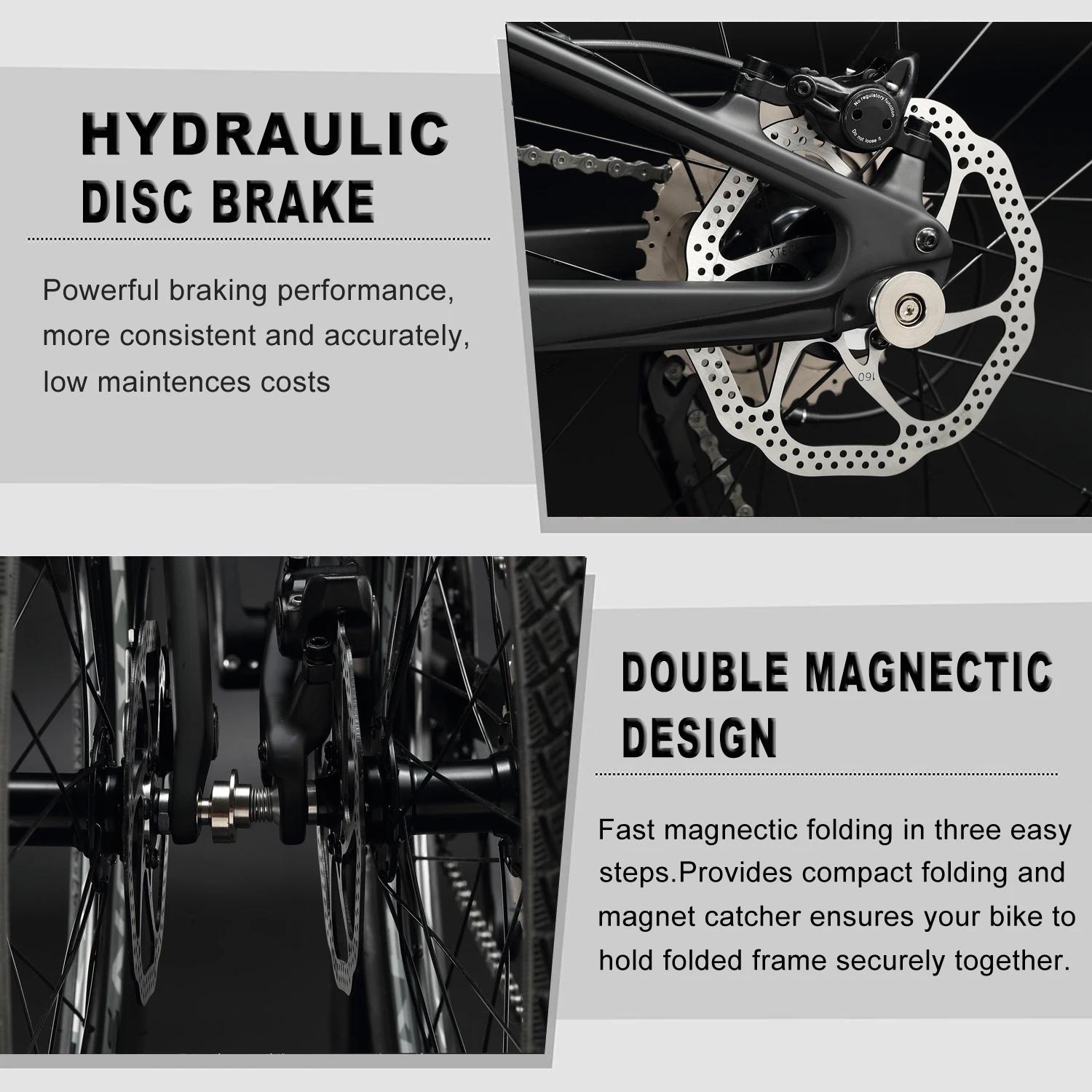 Vélo pliant en Fiber de carbone 20 pouces pliable avec freins à disque ultralégers Shimano 9s
