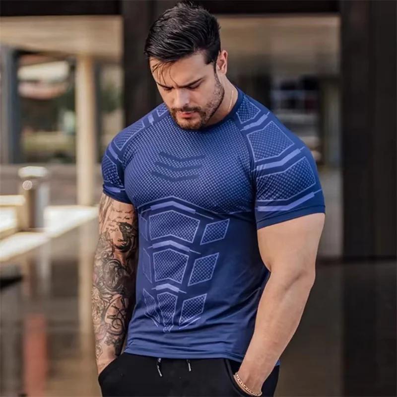 T-shirt sport homme 2026 fitness musculation - Haut compression moulant séchage rapide entraînement