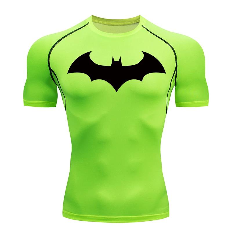 Chemise de compression homme graphique chauve-souris manches courtes protection éruptions sport activités gym course à pied entraînement athlétique
