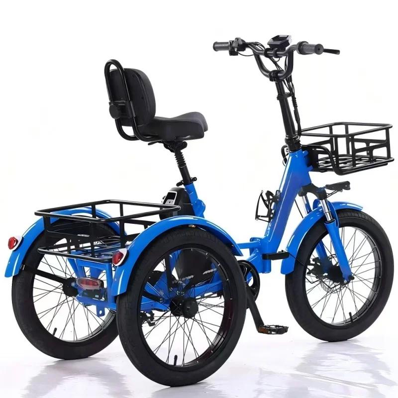 Vélo électrique pliable léger à 3 roues 350W 48V avec panier