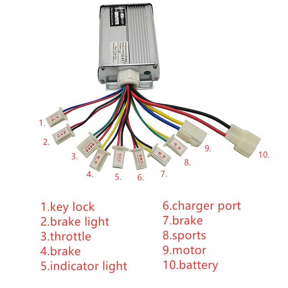 Contrôleur de moteur DC à balais pour vélo électrique/trottinette/vélo 24V 36V 48V 250W 350W 500W 1000W