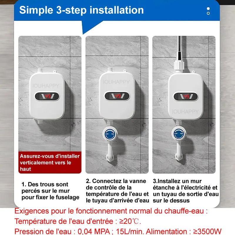 Chauffe-eau électrique instantané sans réservoir 3500W