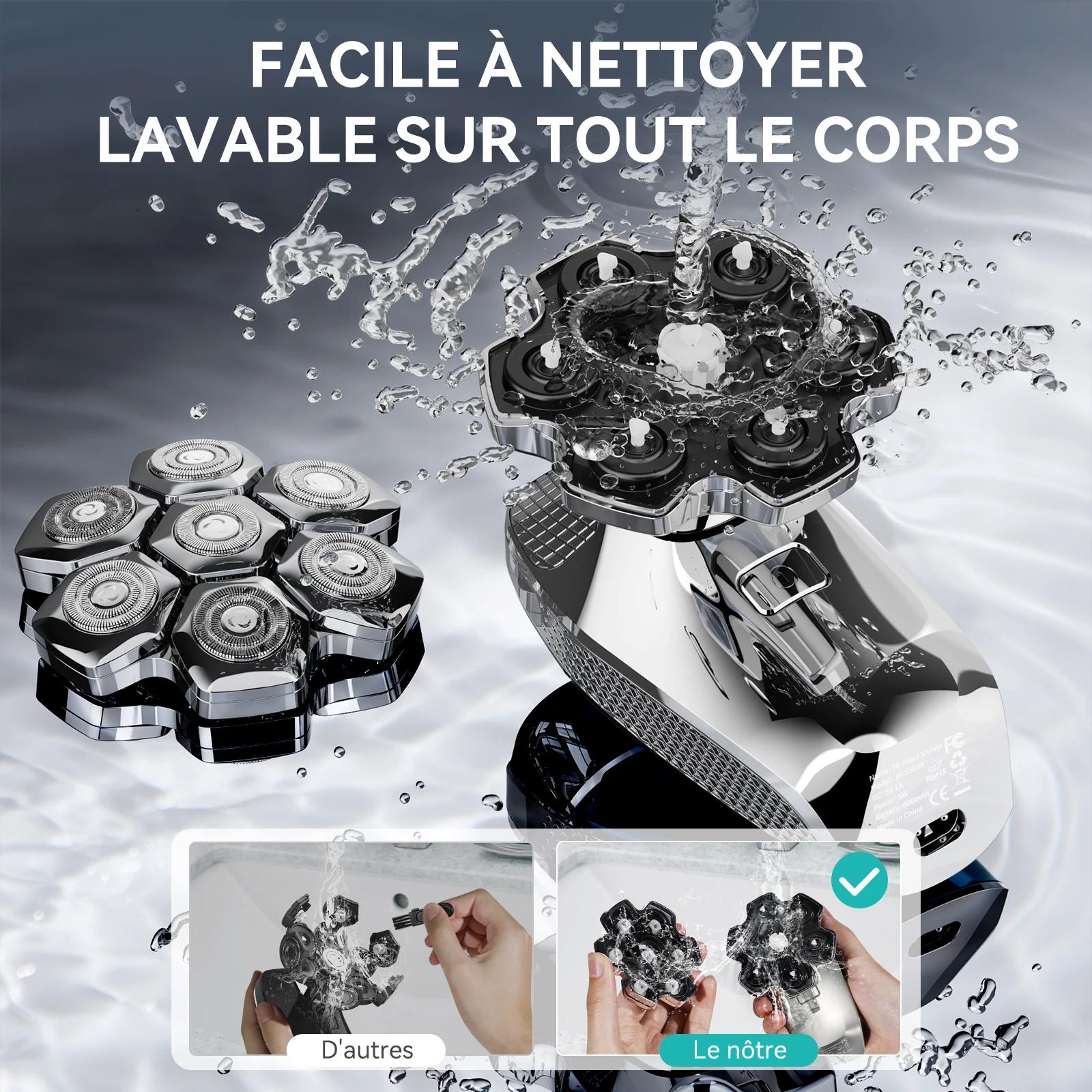 KENSEN 5 en 1 rasoir électrique à tête magnétique 7D lame flottante Kit de toilettage pour hommes