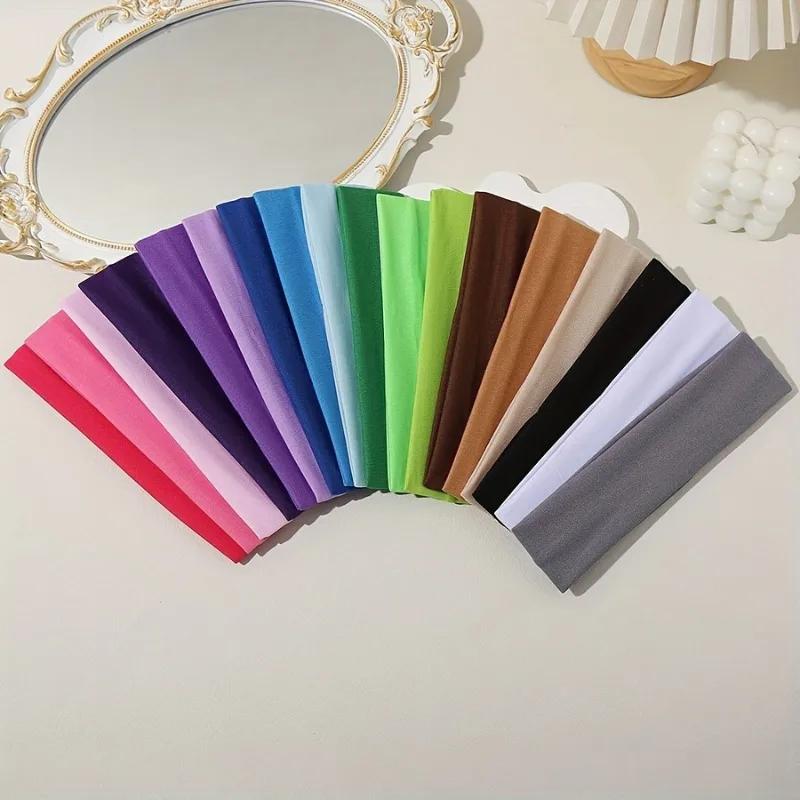 Bande de cheveux élastique bandeaux de mode couleur unie tricoté sport course Fitness Yoga bandes