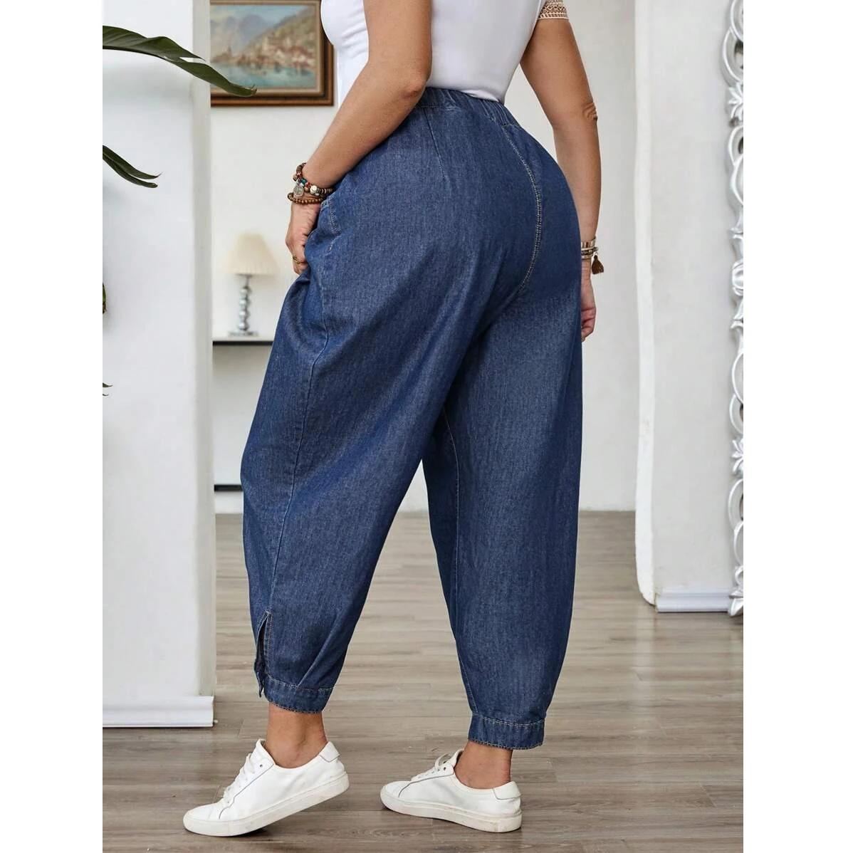 Vêtements pour femmes grandes tailles, jeans pour femmes, nouveau jean évasé à détail boutonné, denim délavé, pantalon polyvalent, mode décontractée