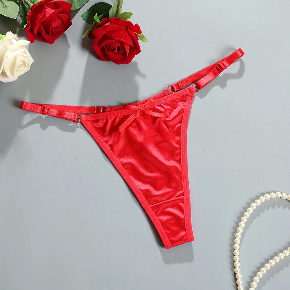 Culottes string sexy en satin doux pour femmes