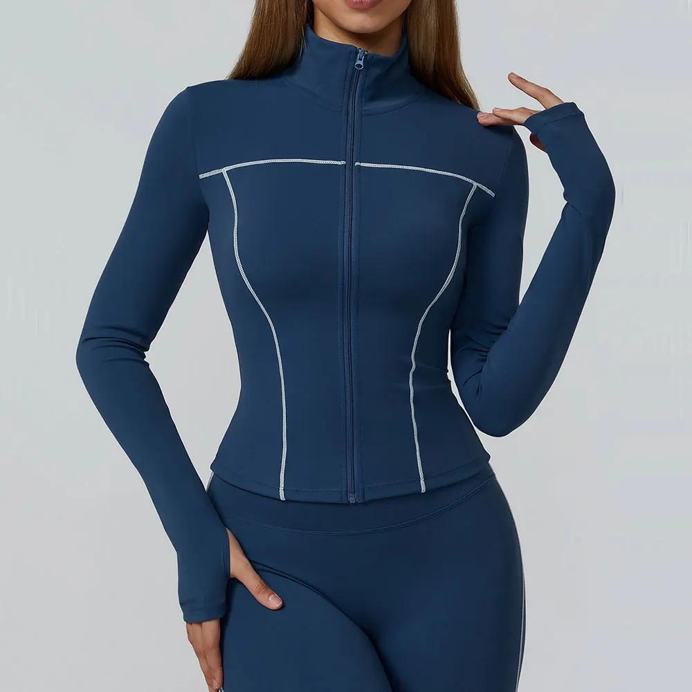 Vêtements de Yoga femmes veste de Sport course chemise à manches longues vestes