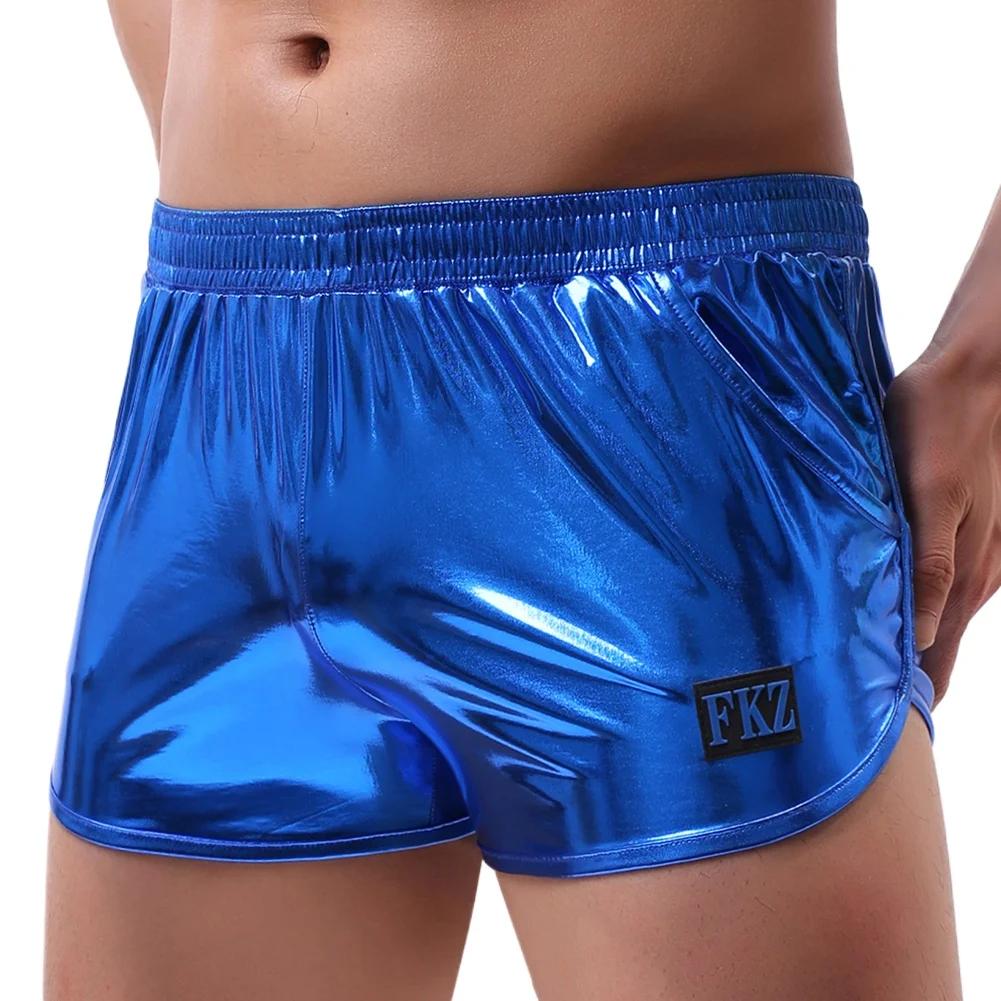 Sous-vêtements de mode pour hommes, boxers en similicuir PU, caleçons mi-taille