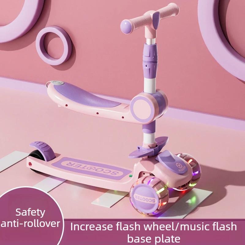 Nouvelle trottinette pour enfants de 1 à 3-6-10 ans, trottinette trois en un pour filles, garçons et bébés. Promenade en scooter