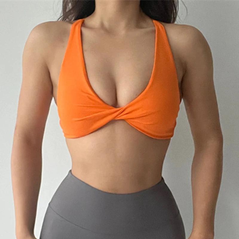 Soutien-gorge de sport SHINBENE Fitness rembourré avant torsion dos croisé yoga gym femmes