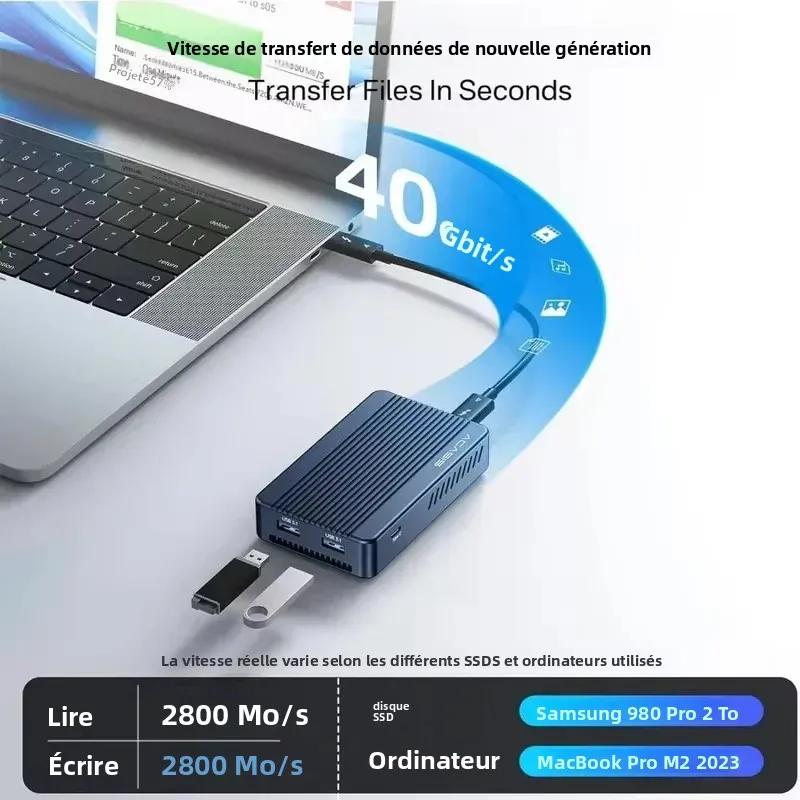 Boîtier Acasis USB-C 40 Gbit/s compatible Thunderbolt/USB 4 M.2 NVMe SSD | Station d'accueil double écran avec HDMI/DP 8