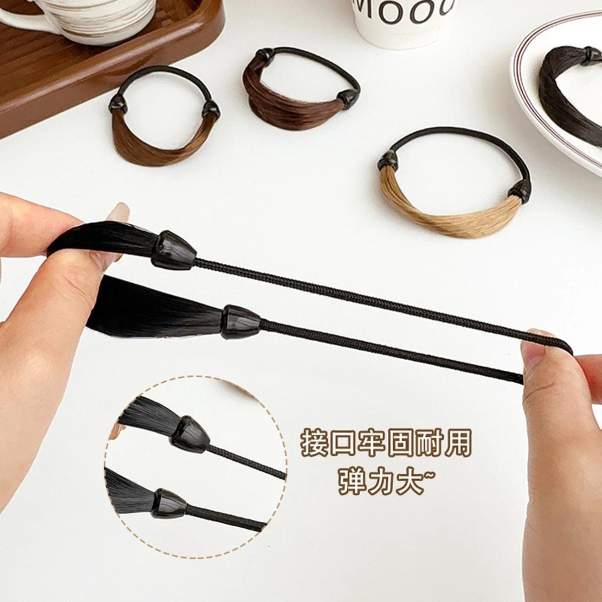 Élastique à cheveux, Attache pour perruque artificielle, Anneau à cheveux tendance pour perruque, Accessoire élastique pour queue de cheval droite