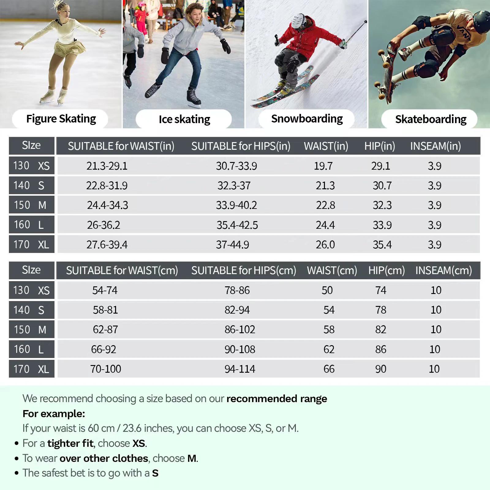Short de protection AVIVOR pour patinage artistique - Rembourrage 3D ski et skateboard