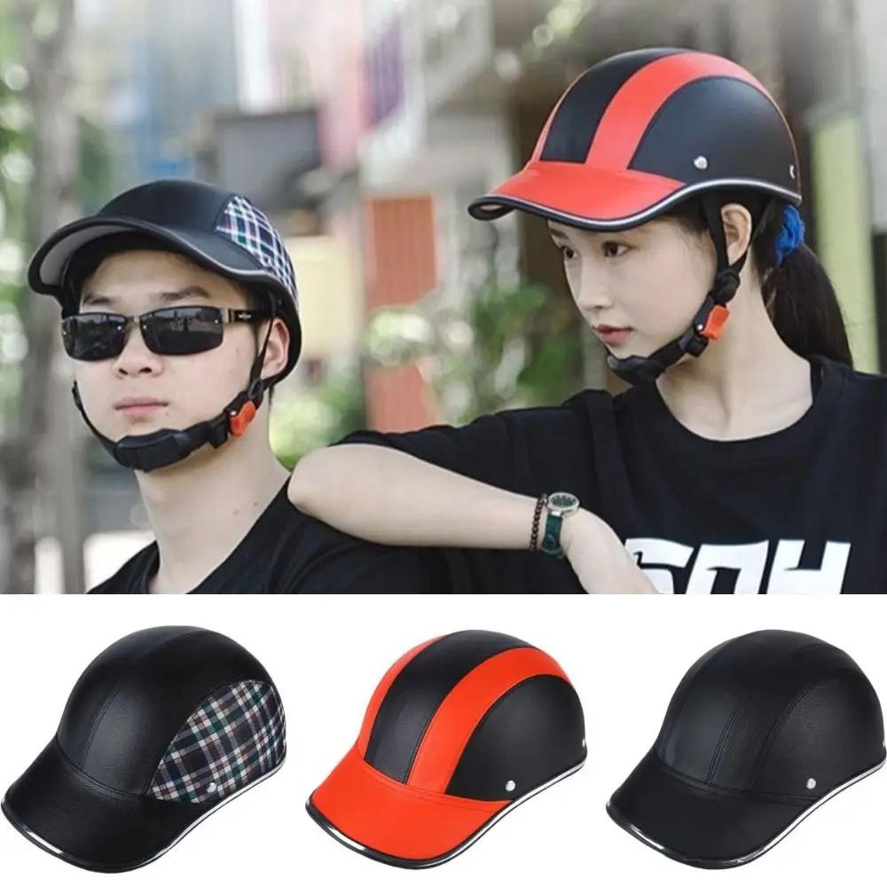 Casque de vélo léger style casquette de baseball, casque de moto rigide de sécurité, demi-casque anti-UV pour cyclisme, casque de motard