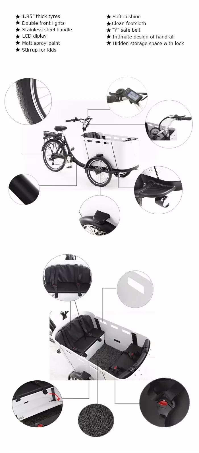 Vélo cargo électrique, vélo cargo utilisé pour la famille