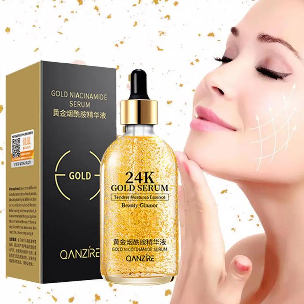 Sérum pour le visage à l'acide hyaluronique, or 24 carats, anti-âge, lifting du visage, essence de collagène, nicotinamide, blanchissant, soins de la peau