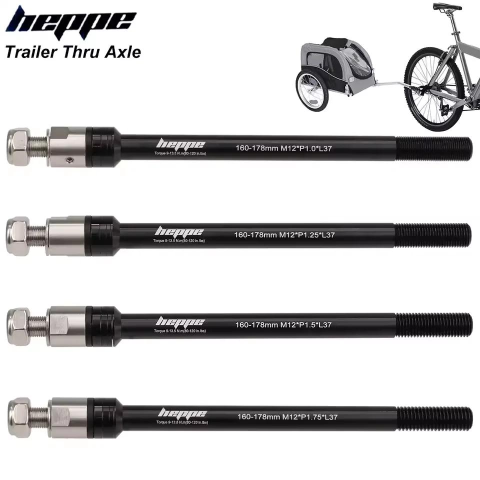 Essieu traversant de remorque de vélo 160-178mm, axe d'attelage de remorque de vélo, axe de chargement de remorque pour enfant pour attelage de remorque de vélo M12 P1.0/1.25/1.5/1.75