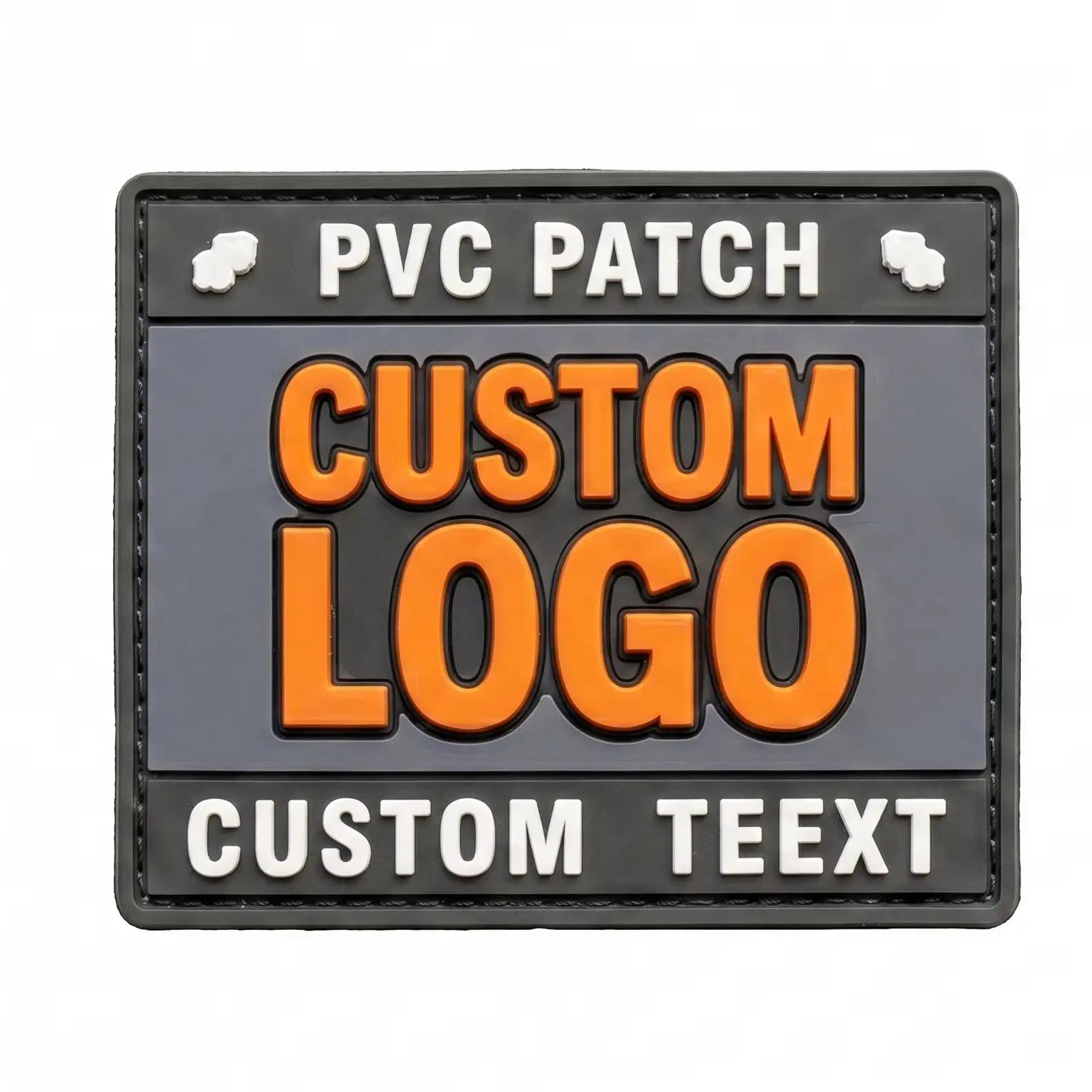 Patch en PVC personnalisé avec logo, patch 3D thermocollant, appliques autocollantes, badge en PVC pour chapeau, fermeture à boucle et crochets