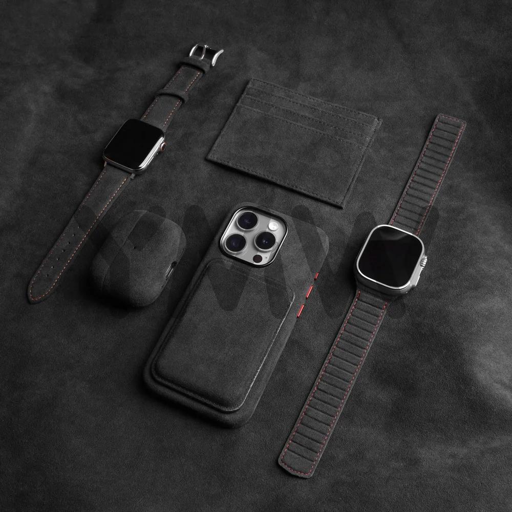Bracelet magnétique ALCANTARA pour Apple Watch Ultra 3 2 bandes 49mm 46mm 45mm 44mm accessoires en cuir suédé pour iWatc