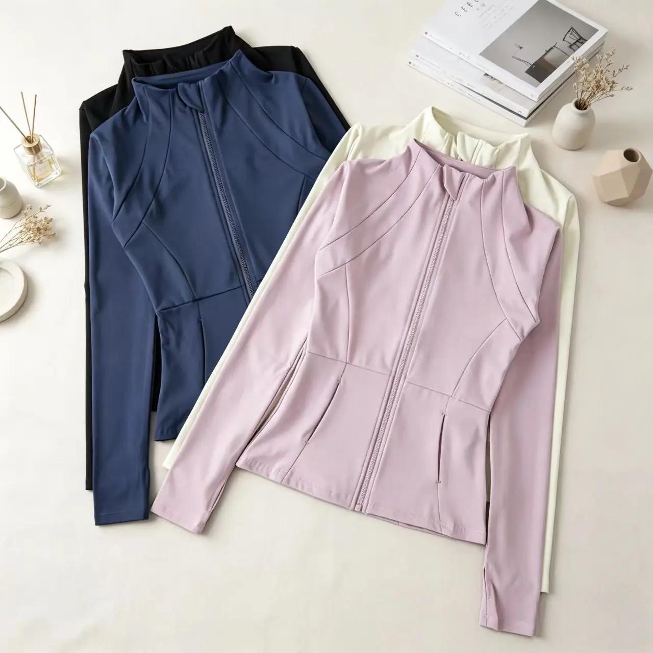 Vêtements de yoga, coupe-vent, vêtements de sport pour femme, sweat-shirt à manches longues, vestes de sport, hauts d'entraînement pour femme, vêtements de sport