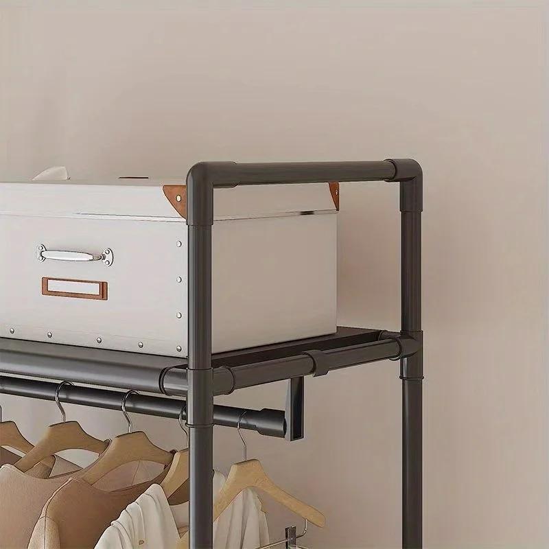 Support de rangement pour vêtements avec roulettes, crochets et étagères, organisateur peu encombrant, organisateur de vêtements autoportant Durable pour chambre à coucher