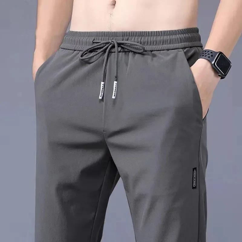 Pantalons pour hommes 2025 été nouveau noir gris mince affaires pantalons décontractés en plein air élastique respirant jambe droite pantalons de survêtement