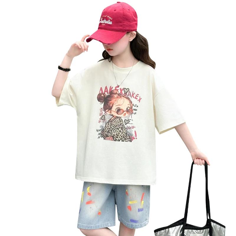 Mode enfants été survêtement pour adolescente tenue décontractée 2 pièces haut et bas vêtements ensemble